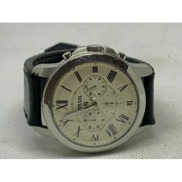 Fossil Q Men's Watch Chronograph Smartwatch Tracker Black Leather Band NDW1 C98 - Picture 5 of 9